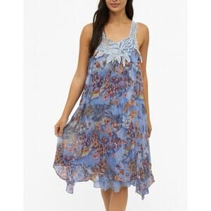 Pretty Angel Vtg Y2K Silk Mesh Fairy Ethereal Mini Dress Tunic Top Purple Blue M